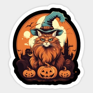 Somali Cat Halloween, Cat Lover Sticker